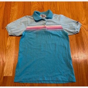 Vintage JCPenneys the fox Striped Kids Polo Shirt girls large